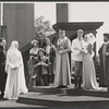 Philip Bosco, Mariette Hartley [left] Mark Lenard [center] Kathleen Widdoes [right] and unidentified others in the 1960 Central Park production of Measure for Measure