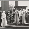 Philip Bosco, Mariette Hartley [left], Mark Lenard [center], Kathleen Widdoes [right] and unidentified others in the 1960 Central Park production of Measure for Measure