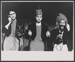 Ariel Furman, Mike Burstyn and Zisha Gold in the stage production The Megilla of Itzhik Manger
