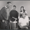Macdonald Carey [left], Julie Parrish and unidentified others in rehearsal for the stage production Memo