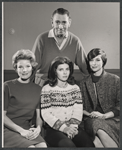 Pippa Scott, Julie Parrish, Macdonald Carey and unidentified in rehearsal for the stage production Memo