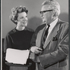 Pippa Scott and unidentified in rehearsal for the stage production Memo