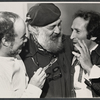 John Dexter, Zero Mostel and playwright Arnold Wesker in rehearsal for the stage production The Merchant