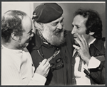 John Dexter, Zero Mostel and playwright Arnold Wesker in rehearsal for the stage production The Merchant