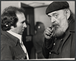 Playwright Arnold Wesker and Zero Mostel in rehearsal for the stage production The Merchant