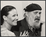 Julie Garfield and Zero Mostel in rehearsal for the stage production The Merchant