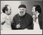 John Dexter, Zero Mostel and playwright Arnold Wesker in rehearsal for the stage production The Merchant