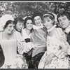 Marilyn Sokol, Joseph Bova, Marcia Rodd, Barnard Hughes, Cynthia Harris and unidentified in the 1974 Central Park production of The Merry Wives of Windsor
