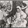 Joseph Bova, Cynthia Harris, Barnard Hughes, Marcia Rodd, Marilyn Sokol and unidentified in the 1974 Central Park production of The Merry Wives of Windsor