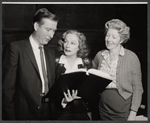 William Redfield, Tallulah Bankhead and unidentified in rehearsal for the stage production Midgie Purvis