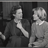 Playwright Jean Kerr and Barbara Bel Geddes in rehearsal for the stage production Mary, Mary