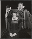 Max Adrian, Irene Worth and Douglas Campbell in the 1957 Off-Broadway production of Mary Stuart