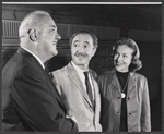 Don Wilson [left], Sam Levene [center] and unidentified in rehearsal for the stage production Make a Million