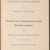 Twelfth Annual report of the Board of Directors of The New York, Pennsylvania & Ohio Railroad Company, to the Bondholders and Shareholders, for the Twelve Months Ending September 30th, 1891