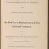 Thirteenth Annual report of the Board of Directors of The New York, Pennsylvania & Ohio Railroad Company, to the Bondholders and Shareholders, for the Twelve Months Ending September 30th, 1892