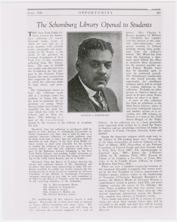 The Schomburg Library Opened to Students NYPL Digital Collections