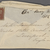 Hawthorne, Nathaniel, 4 envelopes and 1 wrapper of letters to. Postmarked Ap 14, 1856; Ap 28, 1856; My 9, 1856; no postmark, rec'd May 2d 1856; undated.
