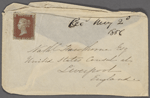 Hawthorne, Nathaniel, 4 envelopes and 1 wrapper of letters to. Postmarked Ap 14, 1856; Ap 28, 1856; My 9, 1856; no postmark, rec'd May 2d 1856; undated.