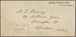 Conway, Moncure Daniel, draft AL to, [Nov. 10, 1867]. In answer to Conway's letter of Oct. 12, [1867?]. Written throughout in WW's hand, but intended to be signed by W. D. O'Connor (who may have written the first draft). Previously dated to [1866?].