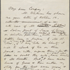 Conway, Moncure Daniel, draft AL to, [Nov. 10, 1867]. In answer to Conway's letter of Oct. 12, [1867?]. Written throughout in WW's hand, but intended to be signed by W. D. O'Connor (who may have written the first draft). Previously dated to [1866?].