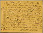 [O'Connor], [Ellen], ALS to. Nov. 12, 1891.