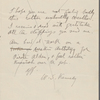 [O'Connor], [William D.], ALS to. Jan. 4, 1886; written on 4th page of ALS from W. S. Kennedy to WW [n.d.].