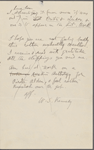 [O'Connor], [William D.], ALS to. Jan. 4, 1886; written on 4th page of ALS from W. S. Kennedy to WW [n.d.].