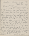 O'Connor, William D., ALS to. Apr. 12, 1888.