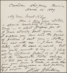 Rhys, Ernest, ALS to. Mar. 15, 1887.
