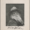 Portrait photographs of Walt Whitman, 2 reproductions, signed, one dated 1888.