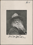 Portrait photographs of Walt Whitman, 2 reproductions, signed, one dated 1888.