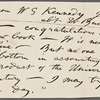 Kennedy, W. S., AL to WW. June, 1883. Copy of portion in WW's hand.