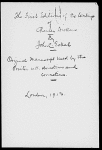 Eckel, John C. The first editions of the writings of Charles Dickens. Holograph for the first edition, 1913