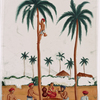 Toddy gatherers in landscape with palm trees
