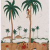 Toddy gatherers in landscape with palm trees 