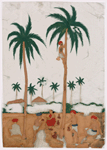 Toddy gatherers in landscape with palm trees
