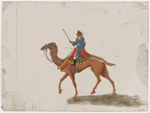 Camel rider in blue robe
