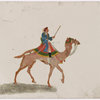 Camel rider in blue robe
