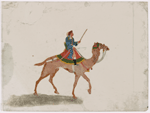 Camel rider in blue robe
