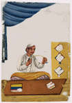 Seated male book binder(?)