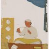 Seated male book binder(?)