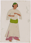 Man standing in pink pants, white shirt, and green sash