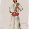 Musician with stringed instrument in white shirt with red belt