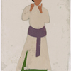 Musician, mouth harpist in white shirt and purple belt