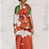 Woman in red sari, arms at sides
