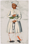 Man in white clothes, red pants and green belt