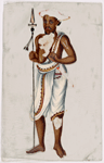 Man in white dhoti, holding spear