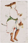 Man in white dhoti with green belt and red hat