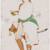 Man in white dhoti with green belt and red hat