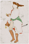 Man in white dhoti with green belt and red hat